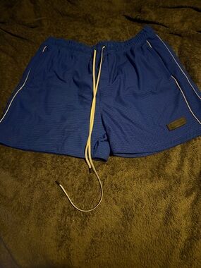 Men's Royal Blue Athletic Mesh Shorts with Contrast Drawstring